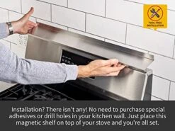 StoveShelf 30" Length White Magnetic Shelf For Kitchen Stove - Kitchen Storage Solution With Zero Installation - Over Stove Spice Rack Organizer -Peugeot Shop 51kXwT3ewsL