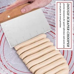 Bench Scraper Set Of 2, HaSteeL Metal Dough Scraper Cutter Pastry Chopper With Wooden Handle, Heavy Duty Stainless Steel Griddle Scraper With Measuring Marks For Cooking Baking Grilling -Peugeot Shop 51kY06xKvYL