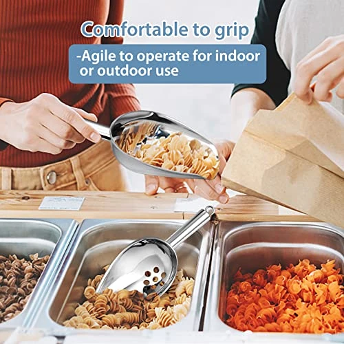 Metal Ice Scoops With Holes, E-far 8 Ounce Stainless Steel Scoops With Drain Holes To Reduce Unwanted Dilution, Slotted Scoop For Ice Maker/Freezer/Bar, Rust Free & Heavy Duty, Dishwasher Safe-2 Pack 4 Metal Ice Scoops With Holes, E-far 8 Ounce Stainless Steel Scoops With Drain Holes To Reduce Unwanted Dilution, Slotted Scoop For Ice Maker/Freezer/Bar, Rust Free & Heavy Duty, Dishwasher Safe-2 Pack - Image 4