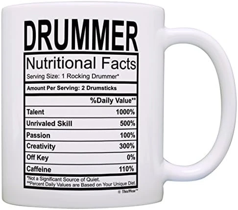 Drummer Gifts Drummer Nutritional Facts Label Percussion Drum Player Gift 11oz Ceramic Coffee Mug Tea Cup White 6 Drummer Gifts Drummer Nutritional Facts Label Percussion Drum Player Gift 11oz Ceramic Coffee Mug Tea Cup White - Image 6