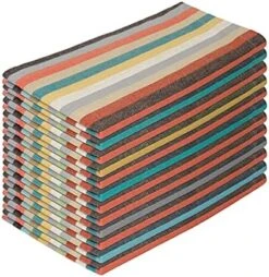Salsa Stripe Cloth Napkins - 12 Pack - Luncheon Brunch Dinner Table Napkins - 100% Cotton Everyday Harvest Autumn Fall Orange Holiday - Reusable Washable Oversized - 20x20- Red Rust Multi -Peugeot Shop 51kkfCLyjvL. AC