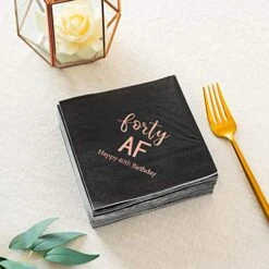 40th Birthday Napkins Black Rose Gold For Women Forty Birthday Cocktail Napkins Beverage Napkins 40th Birthday Party Dessert Cake Table Decorations, 50 Count, 3-Ply -Peugeot Shop 51kmJOEMeYL