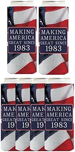 40th Birthday Making America Great Since 1983 40th Birthday Gag Gifts For Birthday Party 2 Pack Can Coolie Drink Coolers Coolies USA Flag 7 40th Birthday Making America Great Since 1983 40th Birthday Gag Gifts For Birthday Party 2 Pack Can Coolie Drink Coolers Coolies USA Flag - Image 7