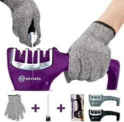 3 In 1 Kitchen Knife Sharpener With Cut Resistant Gloves | Knife Sharpeners For Kitchen Knives Preps, Repairs, Sharpens | Blade Sharpener With Diamond, Ceramic & Tungsten Steel Slots (Black) 17 3 In 1 Kitchen Knife Sharpener With Cut Resistant Gloves | Knife Sharpeners For Kitchen Knives Preps, Repairs, Sharpens | Blade Sharpener With Diamond, Ceramic & Tungsten Steel Slots (Black) -Peugeot Shop 51kxNn8zxJL. AC
