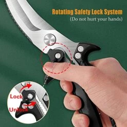 Poultry Shears, Multi-Purpose Kitchen Scissors, Heavy Duty Kitchen Shears With Unique Curve Blade, No Rust Cooking Knives For Turkey Poultry Chicken Meat Bone Nuts Cardboard (Black) -Peugeot Shop 51l2l0uVgSL