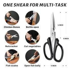 Kitchen Shears, Zhang Xiaoquan Heavy Duty Multipurpose Kitchen Scissors, Come Apart Sharp Serrated Japanese Stainless Steel Meat Cooking Food Scissor, Dishwasher Safe, Black -Peugeot Shop 51l48YvUznL