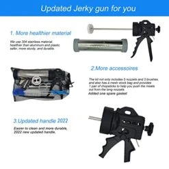 1.5LB Large Capacity Stainless Steel Jerky Gun Kits, Sausage Stuffer Machine, Meat Gun, Beef Jerky Maker With 5 Stainless Nozzles 3 Brushes -Peugeot Shop 51l4Ur3sROL