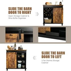 MJWDP Kitchen Buffet Storage Sideboard With Sliding Barn Door Wine Rack Dining Cabinet -Peugeot Shop 51l4nYqvWoL