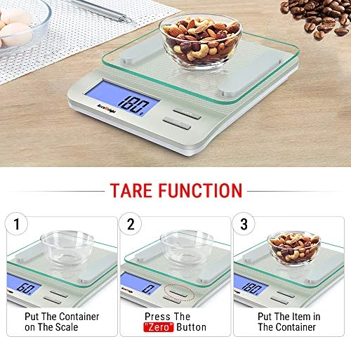 Weight 207 Digital Kitchen Multifunction Food Scale For Cooking With Large Back-lit LCD Display,Easy To Clean With Precision Measuring,Tempered Glass (Silver) 3 Weight 207 Digital Kitchen Multifunction Food Scale For Cooking With Large Back-lit LCD Display,Easy To Clean With Precision Measuring,Tempered Glass (Silver) - Image 3