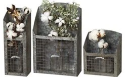 By Kathy Farmhouse Galvanized Wire Bins, Set Of 3, Vertical