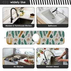 Kcldeci 2 Pack Faucet Mat Splash Guard For Kitchen Sink,Cute Wild Safari African Giraffe 30x5 Inch Faucet Handle Drip Catcher Tray Absorbent Mat Fast Dry Mat For Kitchen, Bathroom -Peugeot Shop 51l8pan0BpL