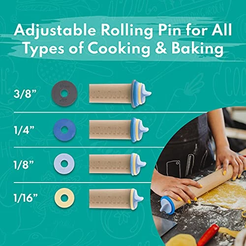 Adjustable Wood Rolling Pin Set – Rolling Pin With Thickness Rings – Cookie Rolling Pin - Pastry Cutter- Pasta Pizza Dough Fondant Roller – Best Rolling Pin - Baking Supplies - Dough Cutter 4 Adjustable Wood Rolling Pin Set – Rolling Pin With Thickness Rings – Cookie Rolling Pin - Pastry Cutter- Pasta Pizza Dough Fondant Roller – Best Rolling Pin - Baking Supplies - Dough Cutter - Image 4