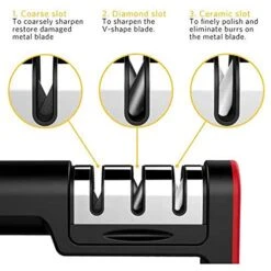 Knife Sharpener Knife Sharpening Stone Stainless Steel 3 Stage Sharpening Tool With Anti-slip Base Kitchen Supplies -Peugeot Shop 51lE0qeFKGL