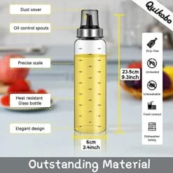 Olive Oil Dispenser Bottle - 17 Oz Oil And Vinegar Dispenser Set 2 Pack, Oil Bottles For Kitchen No-Drip Glass Cooking,Oil Container, Oil Vinegar Cruet Soy Sauce Dispenser Set With Caps