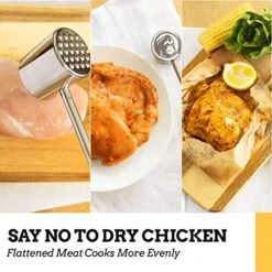 Mountain Grillers Meat Mallet Tool For Kitchen & BBQ - Meat Hammer - Meat Tenderizer - Sturdy Stainless Steel Steak Pounder For Beef Veal & Chicken - Dishwasher Safe Meat Beater - No More Chewy Meats 8 Mountain Grillers Meat Mallet Tool For Kitchen & BBQ - Meat Hammer - Meat Tenderizer - Sturdy Stainless Steel Steak Pounder For Beef Veal & Chicken - Dishwasher Safe Meat Beater - No More Chewy Meats -Peugeot Shop 51lFG9bXIzL