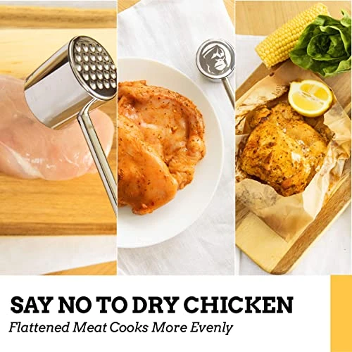 Mountain Grillers Meat Mallet Tool For Kitchen & BBQ - Meat Hammer - Meat Tenderizer - Sturdy Stainless Steel Steak Pounder For Beef Veal & Chicken - Dishwasher Safe Meat Beater - No More Chewy Meats 4 Mountain Grillers Meat Mallet Tool For Kitchen & BBQ - Meat Hammer - Meat Tenderizer - Sturdy Stainless Steel Steak Pounder For Beef Veal & Chicken - Dishwasher Safe Meat Beater - No More Chewy Meats - Image 4