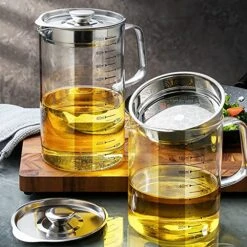 Glass Bacon Grease Container,Transparent Glass Grease Strainer,1.5/1.58 Quart LCooking Oil Storage Grease Keeper Bacon Grease Container With Strainer (1.5/1.58 Quart) 12 Glass Bacon Grease Container,Transparent Glass Grease Strainer,1.5/1.58 Quart LCooking Oil Storage Grease Keeper Bacon Grease Container With Strainer (1.5/1.58 Quart) -Peugeot Shop 51lFsxTec9L