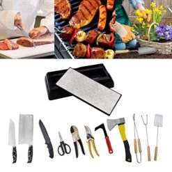 Knife Sharpening Stone, Double-sided Diamond Sharpening Stone Sharpener - Fine/Coarse (600/1200 Grit) -Peugeot Shop 51lN0Hm2bxL