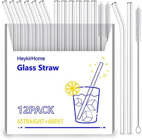 10-Pack Disposable Glass Straw,Size 8.5''x10 MM,Including 5 Straight And 5 Bent With 2 Cleaning Brush- Perfect For Smoothies, Tea, Juice 5 10-Pack Disposable Glass Straw,Size 8.5''x10 MM,Including 5 Straight And 5 Bent With 2 Cleaning Brush- Perfect For Smoothies, Tea, Juice - Image 5