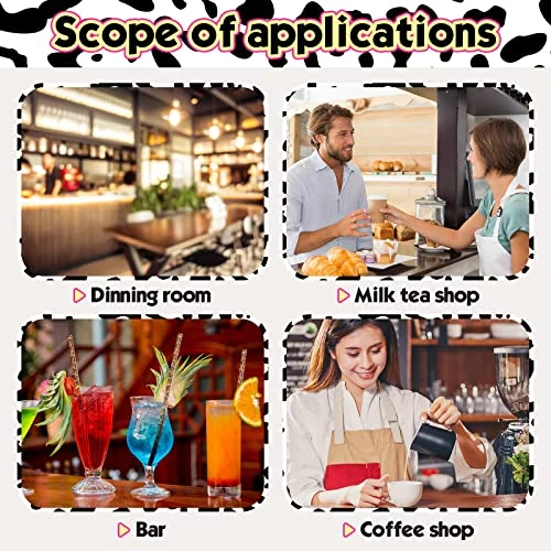 Animal Print Tall Straw Set Reusable Plastic Straws Cow Print Straws Black And White Tumbler Plastic Straw Fun Reusable Drinking Straws And 2 Cleaning Brushes For Birthday Party Supplies (26) 2 Animal Print Tall Straw Set Reusable Plastic Straws Cow Print Straws Black And White Tumbler Plastic Straw Fun Reusable Drinking Straws And 2 Cleaning Brushes For Birthday Party Supplies (26) - Image 2