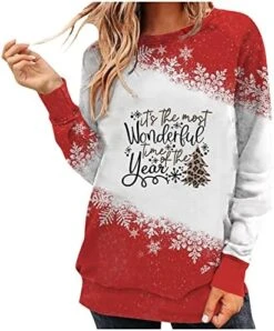 Womens Crewneck Sweatshirt Fall Fashion Sweatshirts Long Sleeve Christmas Print Loose Tops Pullover Top Streetwear -Peugeot Shop 51lPWVEpTaL. AC