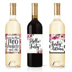 6 40th Birthday Wine Bottle Labels Or Stickers Present, 1981 Bday Milestone Gifts For Her Women, Cheers To 40 Years, Funny Fortylicious Pink Black Gold Party Decorations For Friend, Wife, Girl, Mom -Peugeot Shop 51lRGuVYgPL