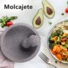 Mortar And Pestle Set, 8 Inch 4 Cups Unpolished Granite Grinder Bowl, Large Molcajete Mexicano Bowl Grinder Stone Handmade For Crushing/Grinding-Guacamole,Spices,Salsa And Pesto (Gray)