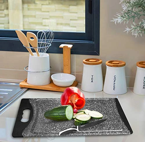 HEF GRIDS Durable Plastic XL Marble Cutting Board Set, Chopping Board Thick Plastic, For Vegetable Meat Or Cheese With Non-Slip Grip| Dishwasher Safe (3-pc Set, Multi) (Charcoal) 4 HEF GRIDS Durable Plastic XL Marble Cutting Board Set, Chopping Board Thick Plastic, For Vegetable Meat Or Cheese With Non-Slip Grip| Dishwasher Safe (3-pc Set, Multi) (Charcoal) - Image 4