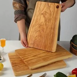 Natural Olive Wood Cutting Board, Rustic Serving Platter For Meat & Snack, Wooden Charcuterie Board Cheese Serving Tray, Handmade Decorative Cutting Board, Housewarming Gift (ZRB-S) -Peugeot Shop 51ldx6zFepL