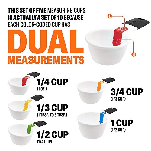 Cook Touch Dry Measuring Cup Set, Multi, White 2 Cook Touch Dry Measuring Cup Set, Multi, White - Image 2