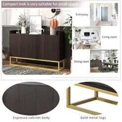 MJWDP Sideboard Buffet Adjustable Shelf Metal Legs With Large Storage Space For Dining Room, Entryway. -Peugeot Shop 51lhkuR2xkL