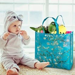 NymphFable 6 Pack Grocery Bags Reusable Almond Blossoms Shopping Bags Waterproof Tote Bag Gift Bags 50LBS -Peugeot Shop 51ljhdAHzeL