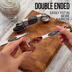 Magnetic Metal Measuring Spoons Set Stainless Steel Etched Stackable Teaspoons Tablespoons Dual Sided Measure Spoon Set Of 8 For Measuring Dry And Liquid Ingredients (Black) 13 Magnetic Metal Measuring Spoons Set Stainless Steel Etched Stackable Teaspoons Tablespoons Dual Sided Measure Spoon Set Of 8 For Measuring Dry And Liquid Ingredients (Black) -Peugeot Shop 51lk5gr5SNL