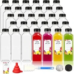 31pcs 16oz Empty Plastic Juice Bottles With Caps, Bulk Clear Beverage Containers For Juicing Drinking Milkshake Tea And Other Beverages