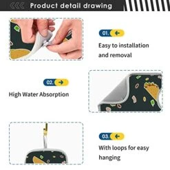 2 Pack Kitchen Faucet Mat Absorbent Washable Sink Splash Guard Faucet Drip Drying Mat Bar Countertop Water Catcher Mat Large 30x5 Inch Cute Cartoon Contrast Mexican Tacos -Peugeot Shop 51lnQSPcoZL