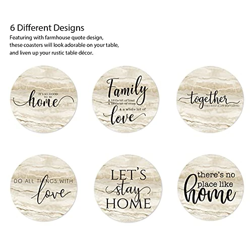 Coasters For Drinks, Set Of 6 Absorbent Drink Coasters With Holder, Rustic Ceramic Drink Coasters With Cork Backing For Table Protection, Housewarming Gifts, Farmhouse Décor 6 Coasters For Drinks, Set Of 6 Absorbent Drink Coasters With Holder, Rustic Ceramic Drink Coasters With Cork Backing For Table Protection, Housewarming Gifts, Farmhouse Décor - Image 6