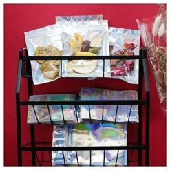 100 Pieces Resealable Smell Proof Bags Foil Pouch Bag Flat Ziplock Bag For Party Favor Food Storage (Holographic Color, 8 X 10 Inch) -Peugeot Shop 51luPwUhROL