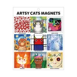 Mudpuppy Galison Artsy Cats Magnets â€“ Artistic And Funny Refrigerator Magnets, Includes Nine Designs, Each One Measures 1.5â€ X 1.5â€ â€“ Makes A Great Gift For Cat And Art Lovers, Multi Color
