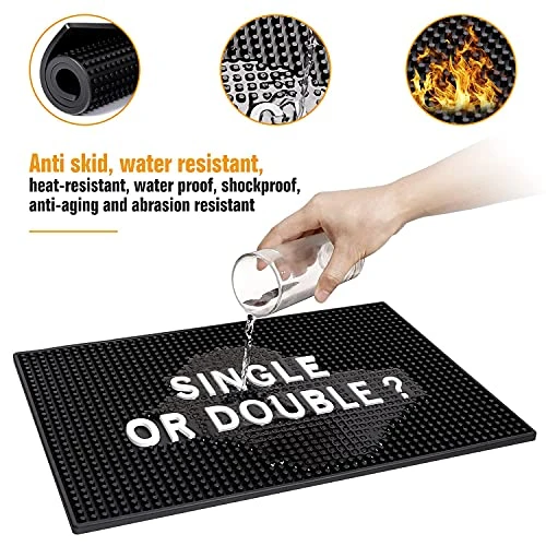 Black Bar Mat For Home Bar Man Cave Decorations - 17.5'' X 11.8'' Heavy Duty Rubber Bar Service Spill Mat, Drip Mat For Countertop - Great Gift For Dad Son Husband Father’s Day 2 Black Bar Mat For Home Bar Man Cave Decorations - 17.5'' X 11.8'' Heavy Duty Rubber Bar Service Spill Mat, Drip Mat For Countertop - Great Gift For Dad Son Husband Father’s Day - Image 2