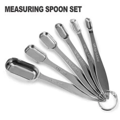 13-piece Measuring Cups And Spoons Set, 18/8 Stainless Steel Heavy Duty Ergonomic Handle With Ring Connector, Silver 18 13-piece Measuring Cups And Spoons Set, 18/8 Stainless Steel Heavy Duty Ergonomic Handle With Ring Connector, Silver -Peugeot Shop 51m3x4QKPHL