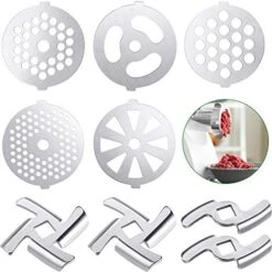 9 Pieces Meat Grinder Blades Meat Grinder Plate Discs Stainless Steel Food Grinder Accessories For Size 5 Stand Mixer And Meat Grinder