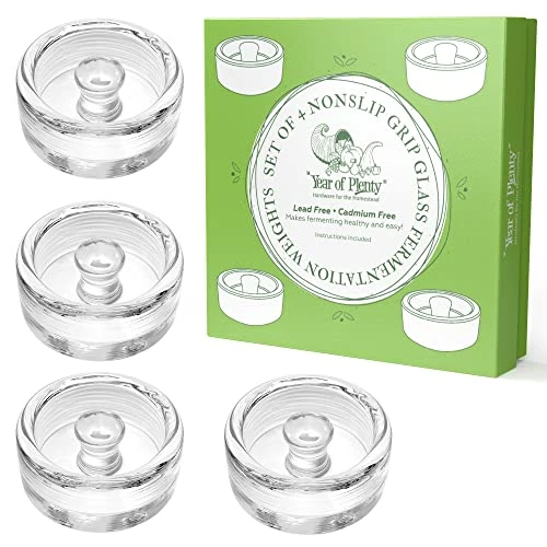 Of Plenty Fermentation Weights - NonSlip Grip Handle - For Fermenting Sauerkraut, Pickles, Kimchi In Wide Mouth Mason Jars - Lead/Cadmium Free - (Set Of 4) 1 Of Plenty Fermentation Weights - NonSlip Grip Handle - For Fermenting Sauerkraut, Pickles, Kimchi In Wide Mouth Mason Jars - Lead/Cadmium Free - (Set Of 4)