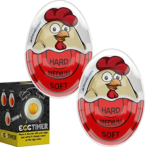 Kitchen Egg Timer That Changes Colors When Done, Hard Boiled Egg Timers, Perfect Egg Timer For Boiling Eggs, Perfect Egg Boiler Timer By RevolMax (2 Pack, Red) 1 Kitchen Egg Timer That Changes Colors When Done, Hard Boiled Egg Timers, Perfect Egg Timer For Boiling Eggs, Perfect Egg Boiler Timer By RevolMax (2 Pack, Red)
