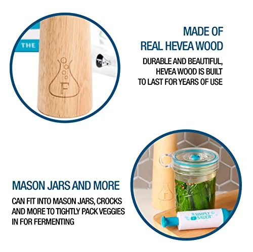 Fermentology Sauer Stick - Wooden Vegetable Fermentation Tamper - Cabbage Sauerkraut Pounder - Fermenting Food Mashers And Packers 3 Fermentology Sauer Stick - Wooden Vegetable Fermentation Tamper - Cabbage Sauerkraut Pounder - Fermenting Food Mashers And Packers - Image 3