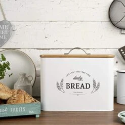 Extra Large White Farmhouse Bread Box For Kitchen Countertop - Breadbox Holder Fits 2+ Loaves - Bread Storage Container Bin - Rustic Bread Keeper Vintage Metal Kitchen Decor For Counter 8 Extra Large White Farmhouse Bread Box For Kitchen Countertop - Breadbox Holder Fits 2+ Loaves - Bread Storage Container Bin - Rustic Bread Keeper Vintage Metal Kitchen Decor For Counter -Peugeot Shop 51mMHaGAkoL