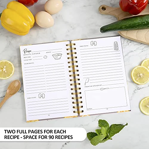 Blank Recipe Book To Write In Your Own Recipes, Recipe Notebook Hardcover Spiral Bound, Recipe Organizer, Cooking Recipe Journal, Cook Book Journals Blank Cookbook Fill In, Kitchen Lemon Decor, Make. 4 Blank Recipe Book To Write In Your Own Recipes, Recipe Notebook Hardcover Spiral Bound, Recipe Organizer, Cooking Recipe Journal, Cook Book Journals Blank Cookbook Fill In, Kitchen Lemon Decor, Make. - Image 4
