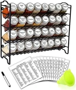 SWOMMOLY Spice Rack Organizer With 32 Empty Square Glass Spice Jars, 386 White Spice Labels With Chalk Marker And Funnel Complete Set, Seasoning Organizer For Countertop, Cabinet Or Wall Mount 13 SWOMMOLY Spice Rack Organizer With 32 Empty Square Glass Spice Jars, 386 White Spice Labels With Chalk Marker And Funnel Complete Set, Seasoning Organizer For Countertop, Cabinet Or Wall Mount -Peugeot Shop 51mNhdSda1L. AC