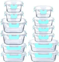 24-Piece Glass Food Storage Meal Prep Containers With Lids (Blue) -Peugeot Shop 51mR4BS42NL. AC