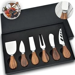 Cheese Knife, ONIPU 6-Piece Wood Handle Stainless Steel Cheese Knife Set, Cheese Accessories Knives, Cut, Slice, Shave Spread All Kinds Of Hard And Soft Cheese Tool, Gift Box Serving For All Occasions -Peugeot Shop 51mRJzhMogL. AC