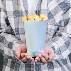 Iridescent Disposable Popcorn Boxes 6.3 Inches Tall Holographic Rainbow Silver Party Supplies Open-Top Cardboard Paper Popcorn Container For Party Wedding Anniversary Christmas Pack Of 12 -Peugeot Shop 51mY0qOHABL